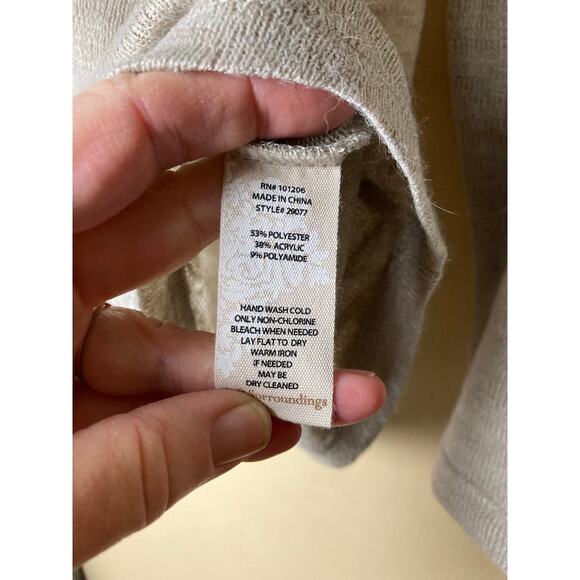 NWT Soft Surroundings Beige Pullover Top w/Zipper Sz L - Picture 5 of 8